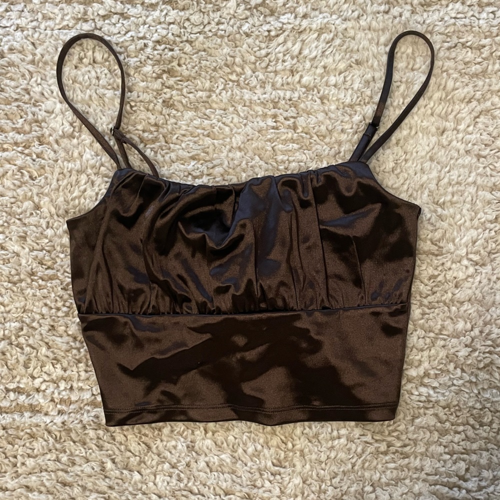 Chocolate Brown Satin Tank Top